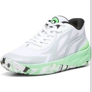 Puma Men's White and Green Athletic Shoes